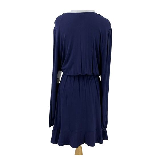 BP. Long Sleeve Faux Wrap V-Neck Dress Size XS/Extra Small Navy Blue Salute NWT - Picture 2 of 7